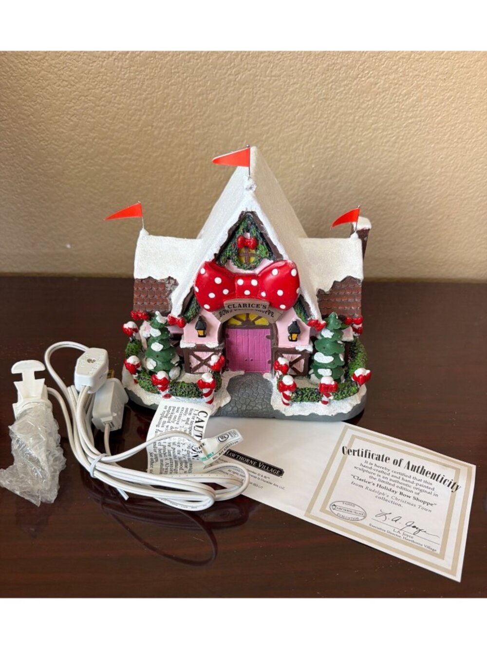 Hawthorne Village Clarice Holiday Bow Shoppe Rudolph Christmas Town COA/Box - Picture 2 of 15